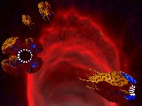 Small picture of 4 Vorlon fighters against a red nebula